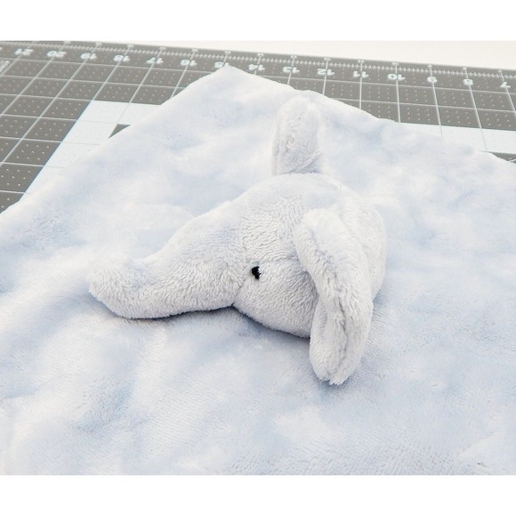 Mon Lapin Blue Elephant Star Pattern Lovey Security Blanket Plush Sherpa 11 Inch - Picture 5 of 10